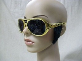 Gold Elvis Style Costume Glasses w/ Black Sideburns Rockstar King Rock 5... - $187.53 MXN