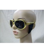 Gold Elvis Style Costume Glasses w/ Black Sideburns Rockstar King Rock 5... - €8,37 EUR