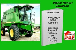 John Deere 9400 9500 9600 Combine Repair Diagnosis &amp; Tests Manual Set TM1401 DL - £30.07 GBP
