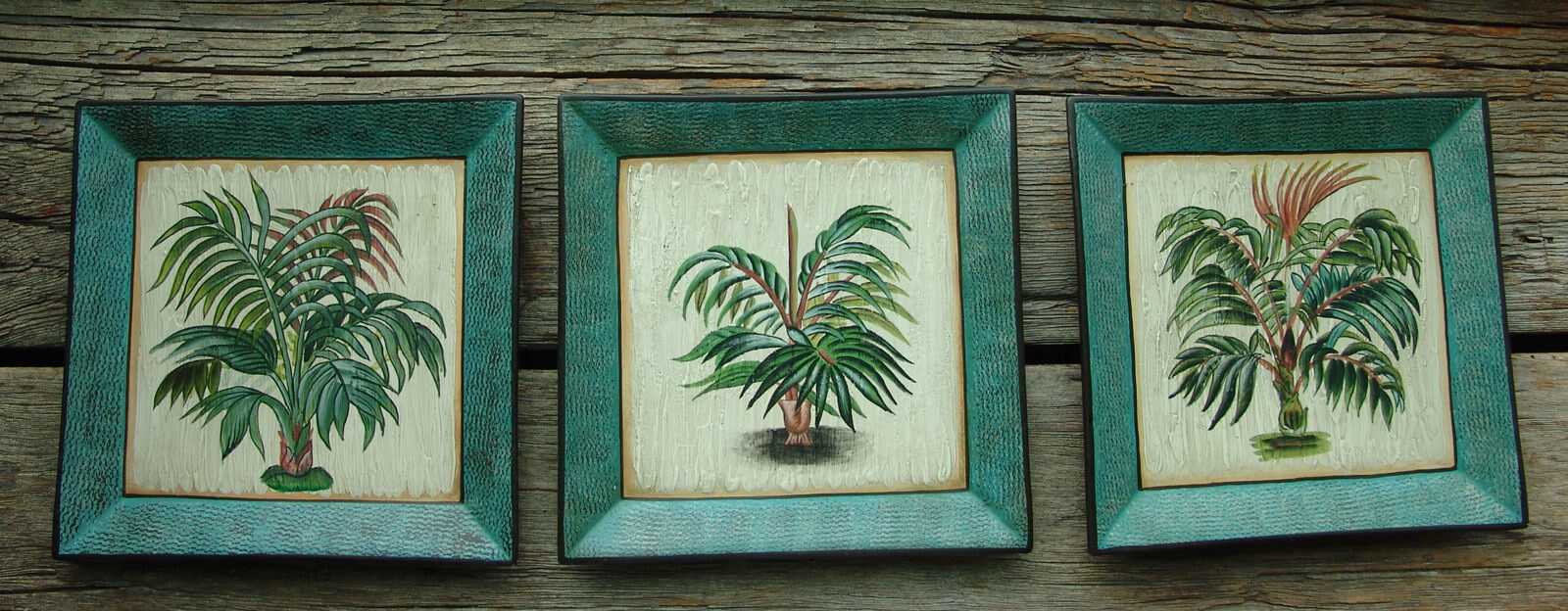 Toyo Plates Lot of 3 Tropical Palm Tree Handpainted Decorative Pictures  - $29.69