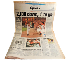 Baltimore Sun Newspaper Sports Section Cal Ripken, Jr. 2130 Down, 1 to G... - $9.41