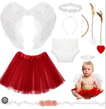 Infant 3-6 Months Valentine&#39;s Cupid 6 Pc Costume Kit Wings Bow Arrow - £9.53 GBP