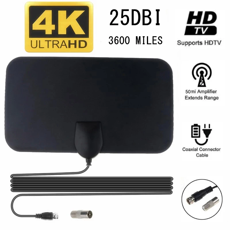 8K 25DBI High Gain HD TV DTV Box Digital TV Antenna 3600Mile Booster Active Indo - £43.40 GBP