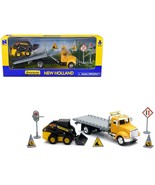 Peterbilt Roll-Off Flatbed Truck Yellow and New Holland L228 Skid Steer ... - €80,59 EUR
