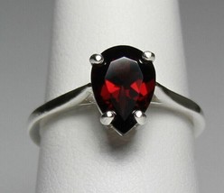 Natural Pear Cut Red Ruby Solitaire Engagement Ring 925 Sterling Silver Ring - £53.88 GBP