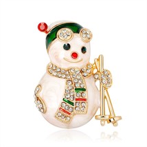 Christmas enamel color ski snowman brooch, brooch pin for women and girls, - £10.08 GBP