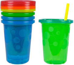 Spill-Proof Straw Cups 10oz 4pk Take and Toss Colors May Vary Kids Reusable Cup - £13.86 GBP