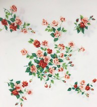 Vintage ROSES Cotton Tablecloth 46x42 - $24.74