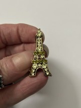 Vintage Rhinestone Eiffel Tower Brooch Gold Tone - £7.56 GBP