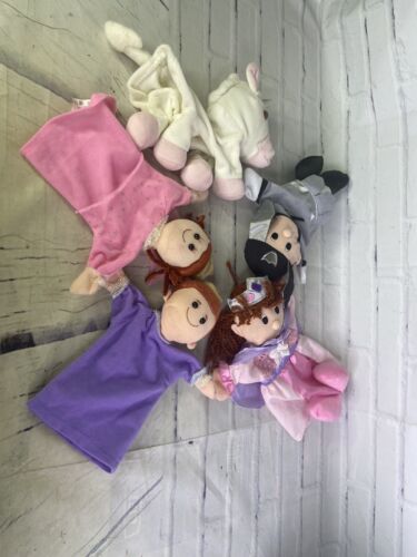 Lillian Vernon Hand Puppets Lot King Queen Princess Knight Unicorn Royal Family - $24.25