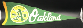 Vintage 1960s Oakland Swingin&#39; A&#39;s Green Pennant MLB Baseball 12x29 - £25.50 GBP