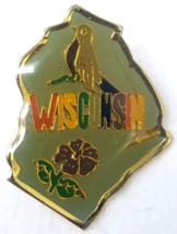 Wisconsin Rainbow State Lapel Pin Metal Bubble Colorful Vintage - $11.35