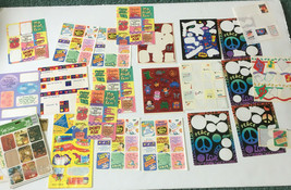Vintage mixed sticker lot post it neon color sticker soft touch peace sa... - $19.75
