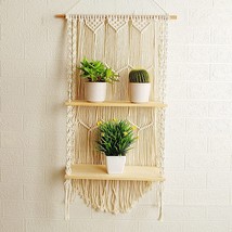 Macrame Wall Hanging Shelf - Boho Indoor Hanging Shelves For Wall - Decorative - £29.49 GBP