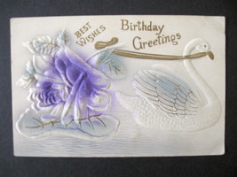 1900s Embossed Best Wishes Birthday Greeting Postcard, Antique Birthday Postcard - £7.86 GBP