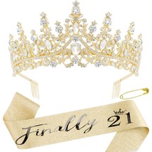 21st Birthday Sash and Tiara Set 21st Sparkling Birthday Crown Dazzling ... - $33.80