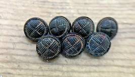 Vintage Antique Set Lot 7 Victorian Black Glass Asian Style Shank Button... - $39.99