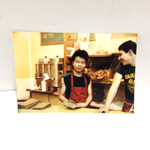 2 Guys Gaze Smiling Fun 1980s Gay Int Vintage Color Photo At Work Bagel Shop - £24.48 GBP