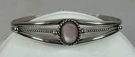 Southwestern Styled Pink Mother Of Pearl Sterling Silver Cuff Bracelet Pretty! - £56.31 GBP