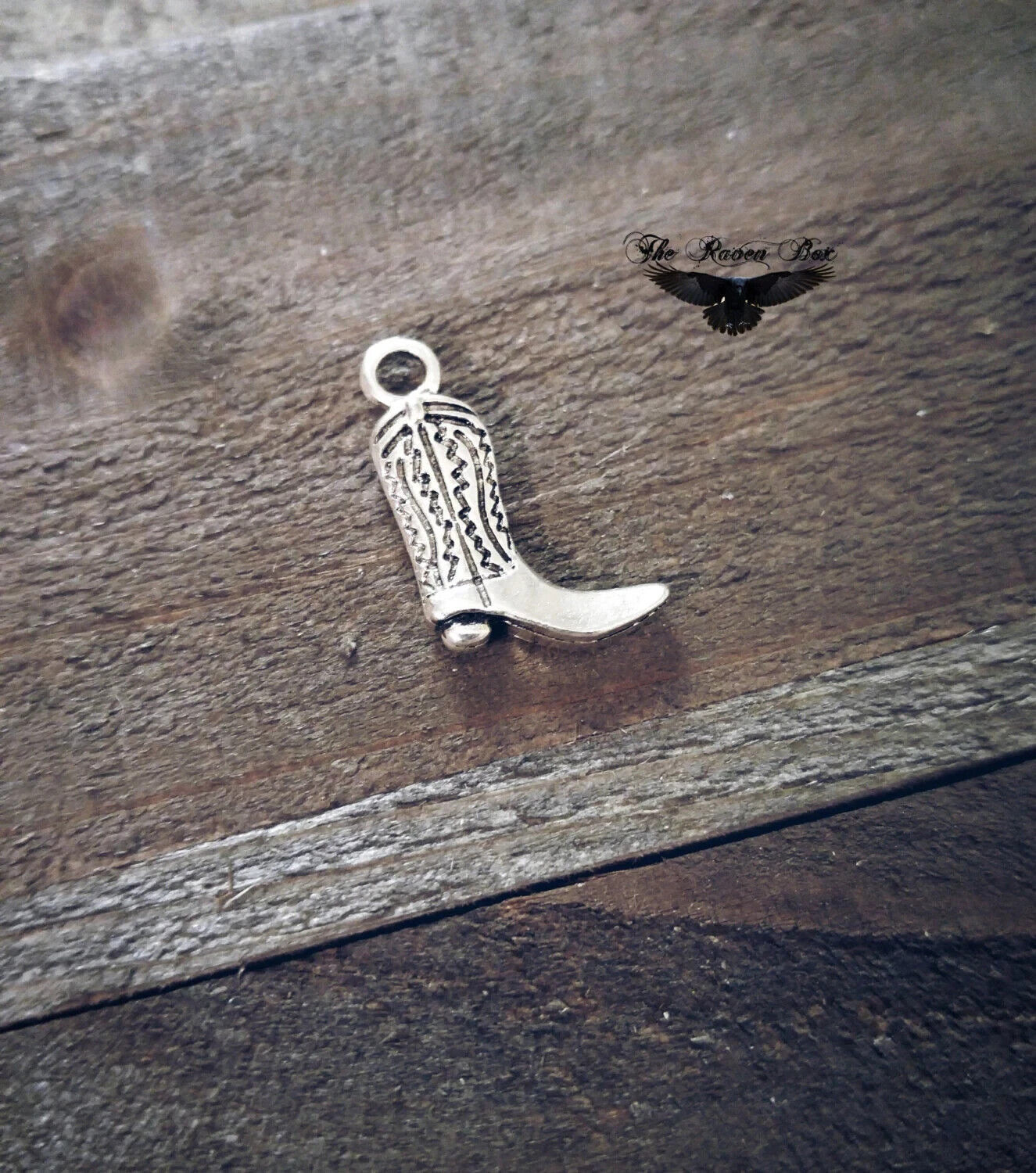 Cowboy Boot Charm Antiqued Silver Western Pendant Jewelry Making Single ... - $1.97