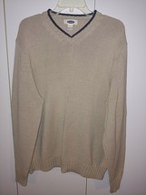 OLD NAVY MEN&#39;S LS V-NECK TAN ACRYLIC/COTTON SWEATER-XL-WORN ONCE-NICE - £6.88 GBP