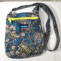 Kavu Crossbody Keeper purse blue black medallion Adjustable Strap Canvas... - $185.46 MXN