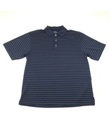 PGA Tour Polo Shirt Mens M Blue White Striped Open Knit Short Sleeve Golf - £11.10 GBP