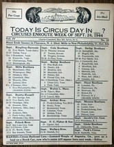 1944 CIRCUS DAY ROUTE CARD (September 24) Charlie Campbells list of trav... - £7.44 GBP