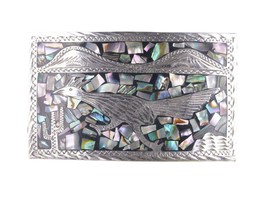 Vintage Mexican Sterling hand engraved belt buckle - £128.49 GBP