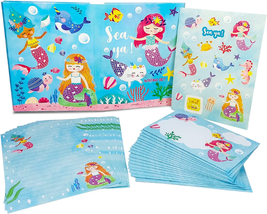 Lined Stationary Paper and Envelopes Set for Kids Mermaid Stationary Set for Gir - £15.63 GBP