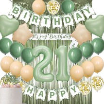 21st Birthday Decorations for Her, Sage Green 21 Birthday Party Decorations- 21s - £27.23 GBP