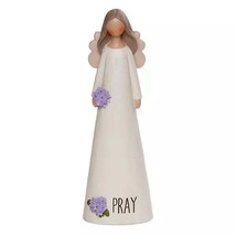 Pray Angel With Purple Flowers Angel Figurine - £14.08 GBP