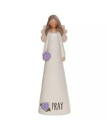 Pray Angel With Purple Flowers Angel Figurine - £14.11 GBP