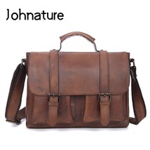 2022 New Vintage Men Satchels Handmade Leather Male Handbags Shoulder&amp;Crossbody  - £133.73 GBP