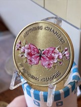 Nothing Changes If Nothing Changes Pink Butterfly Flower Serenity Prayer Coin - £11.16 GBP