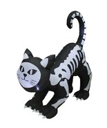 6 Foot Halloween Lighted Inflatable Black Skeleton Cat LED Lawn Yard Dec... - £58.92 GBP