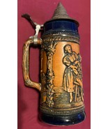 Vintage Old German Handled Beer Stein Mug Lidded Metal Top Germany GERZ - $60.60 CAD