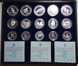 Jugoslawien 15 Silber Münzen Set Sarajevo 1984 Olympische Spiele Mint Box COA - $513.07