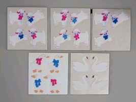 Vintage 80s Sandylion Lambs Swan Geese 5pc Flocked Fuzzy Sticker Lot - $118.80