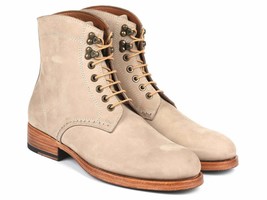 Paul Parkman Mens Shoes Boots Beige Nubuck Leather Goodyear Handmade 824... - $649.99
