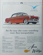 1953 Aero Willys Car, 50&#39;s print ad. full page color illustration (Aero Eagle) o - £14.03 GBP