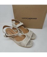Lucky Brand Women&#39;s Sandals Size 8.5M LK Mindra Wedge Beige Ankle Strap ... - £34.76 GBP