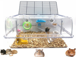LARGE Deluxe 2-Levels Acrylic Hamster Palace Mouse Habitat Gerbil Home Rat Cage - £87.05 GBP