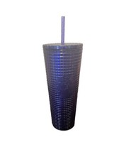 Starbucks 2023 Blueberry/Purple Glitter Grid 24oz Venti Tumbler Cup w/Straw NEW - £25.13 GBP