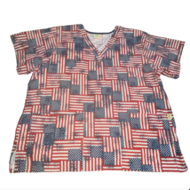 Tafford Womens Red White Blue Flag Scrub Shirt Top Sz Large Patriotic 4t... - £19.17 GBP