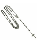 Silver Tone Stainless Steel Rosary Beads Balls Chain Necklace 34&quot; - $38.79 CAD+