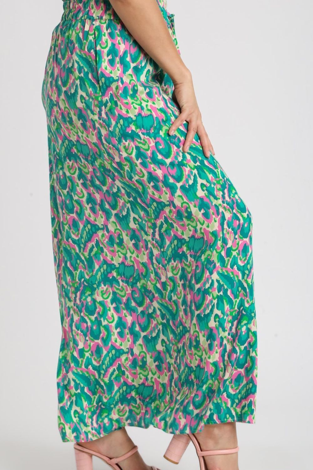 Umgee Full Size Mixed Print High Waist Wide Leg Pants Plus Size Item image 7