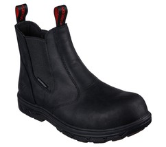 Men&#39;s SKECHERS Work Vicksburk Sorrin Leather Boot, 200164 /BLK Multi Sizes Black - £104.19 GBP