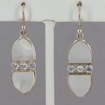 HTF Retired Silpada Sterling Mother of Pearl CZ PALINDROME Dangle Earrings W3066 - $39.99