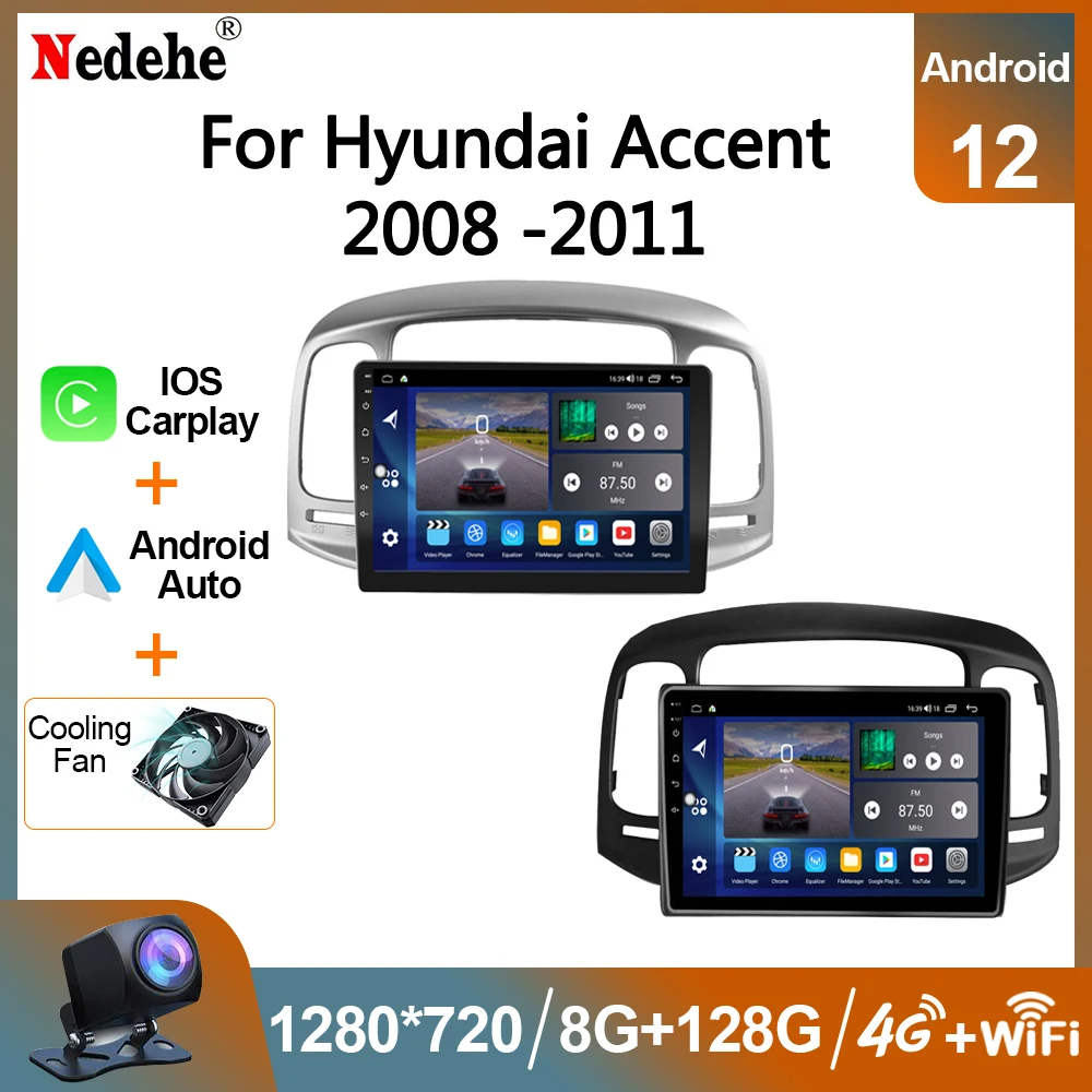 8G 128G Car Radio Android Auto Carplay For Hyundai Accent 2008 -2011Multimedia - £109.91 GBP+